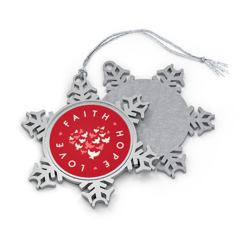 Faith Hope Love | Pewter Snowflake Ornament