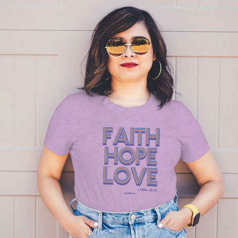 Faith Hope Love Retro | Womens Christian T-shirt