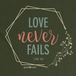 Love Never Fails | Womens V-neck T-shirt